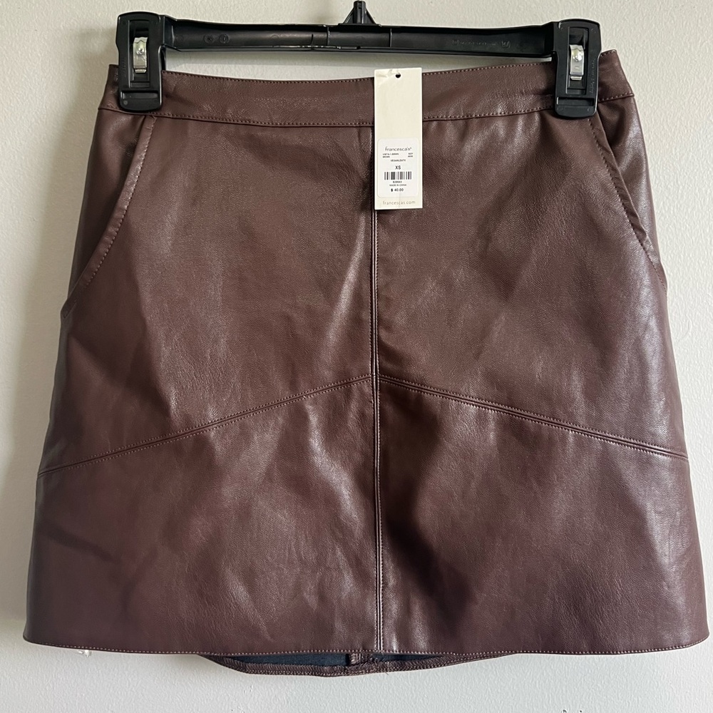 NWT Francesca’s Brown Leather Skirt